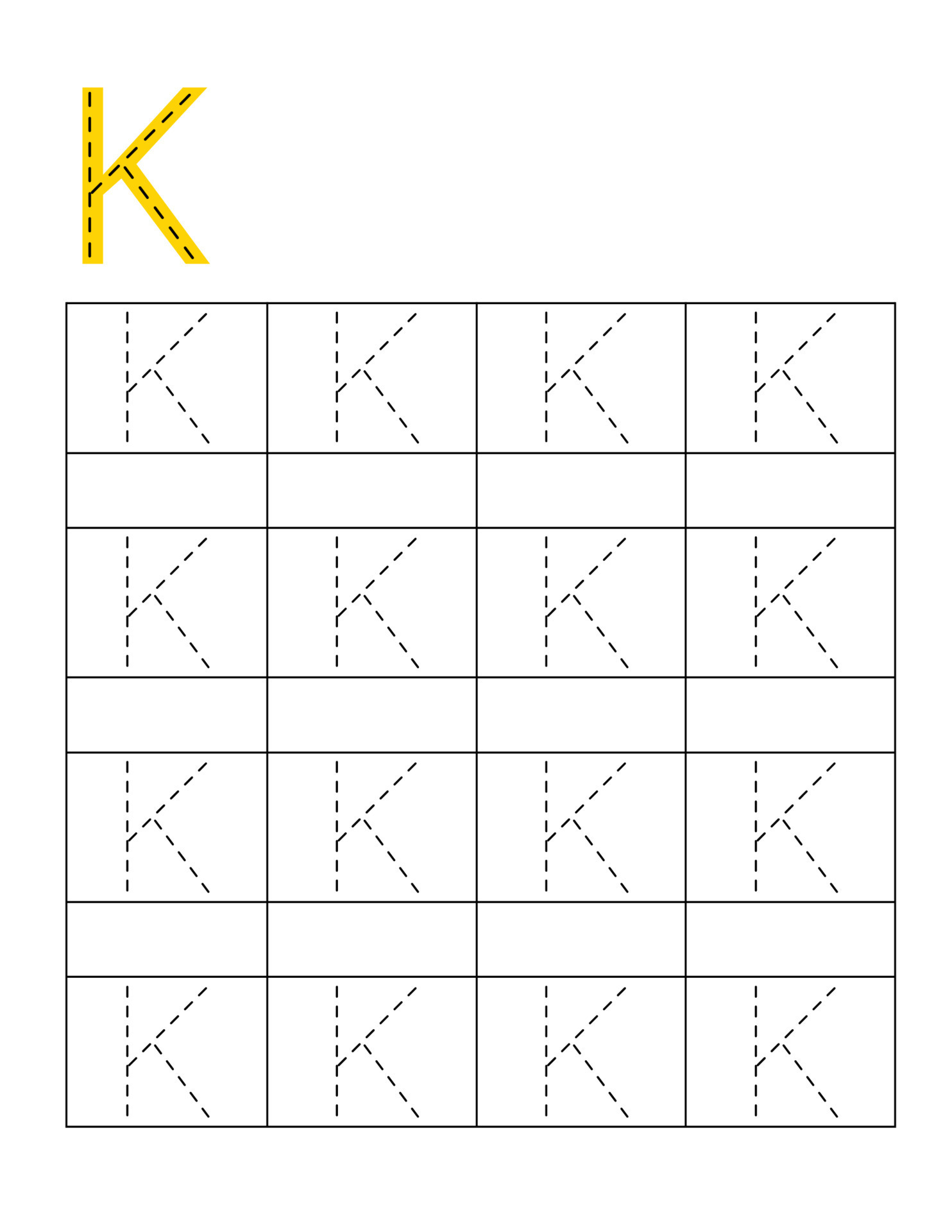 Letter handwriting practice for kids.Dotted alphabet tracing K 23959989  Vector Art at Vecteezy