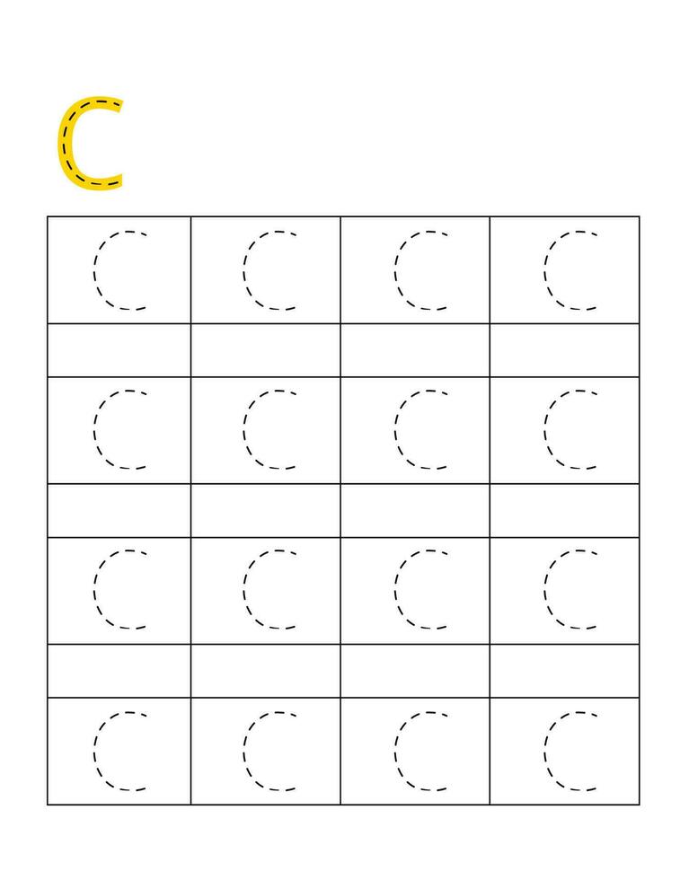 Letter tracing worksheet,c vector