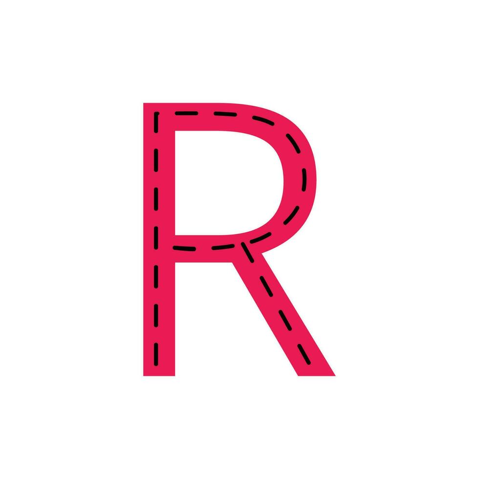 R Letter tracing.English alphabet tracing worksheet vector
