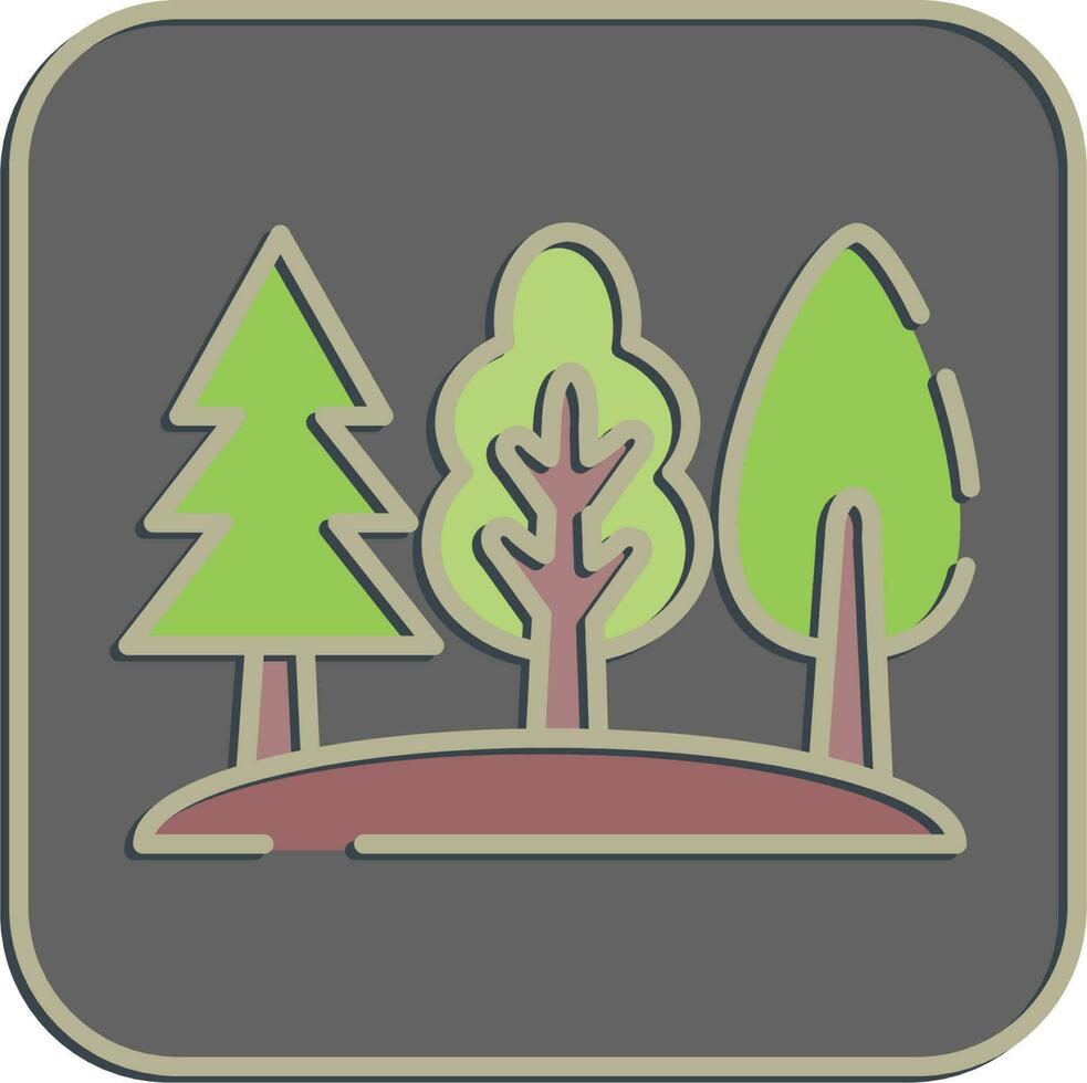 Icon forest. Camping and adventure elements. Icons in embossed style. Good for prints, posters, logo, advertisement, infographics, etc. vector