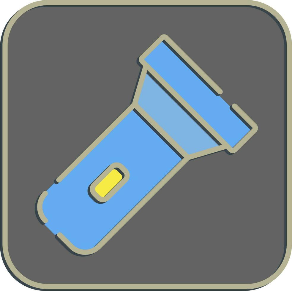 Icon pocket torch. Camping and adventure elements. Icons in embossed style. Good for prints, posters, logo, advertisement, infographics, etc. vector