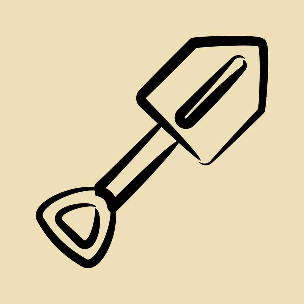 Icon shovel. Camping and adventure elements. Icons in hand drawn style. Good for prints, posters, logo, advertisement, infographics, etc. vector