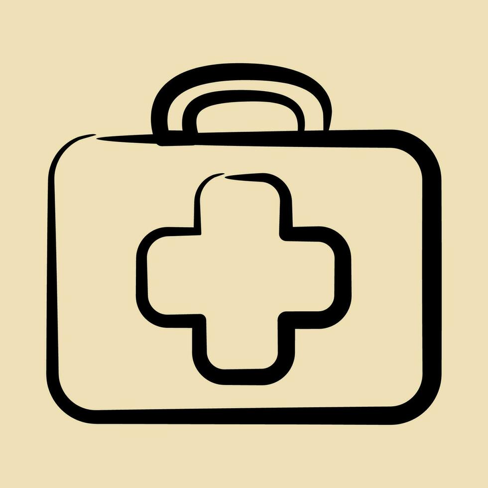 Icon first aid. Camping and adventure elements. Icons in hand drawn style. Good for prints, posters, logo, advertisement, infographics, etc. vector