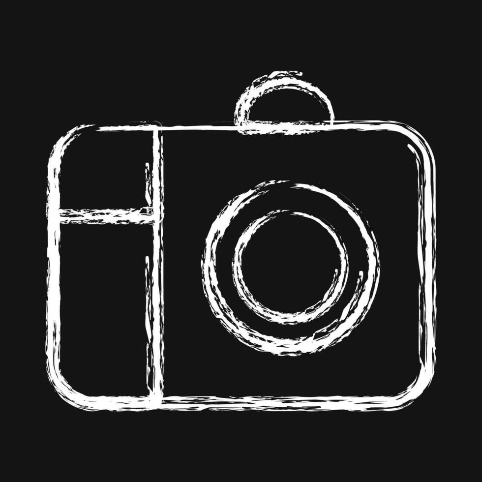 Icon camera. Camping and adventure elements. Icons in chalk style. Good for prints, posters, logo, advertisement, infographics, etc. vector