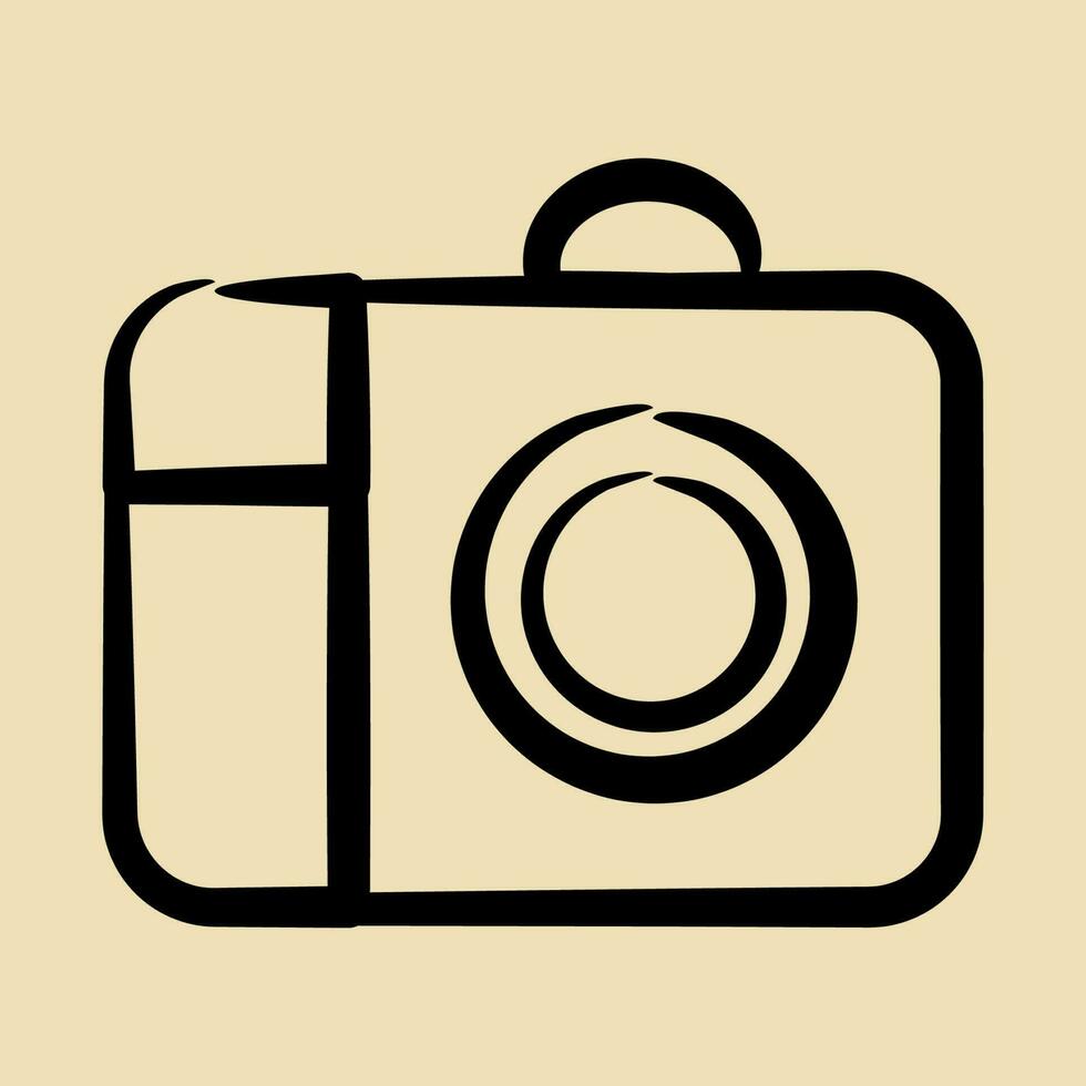 Icon camera. Camping and adventure elements. Icons in hand drawn style. Good for prints, posters, logo, advertisement, infographics, etc. vector