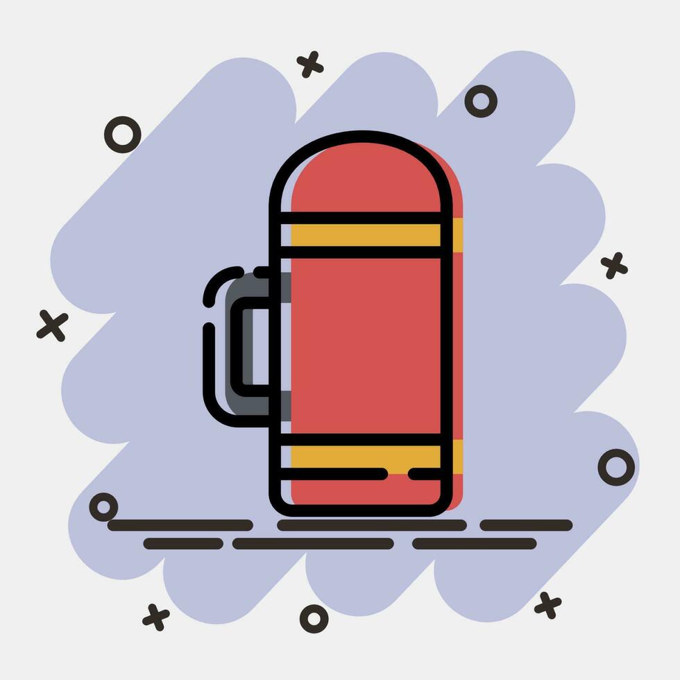 Icon thermos. Camping and adventure elements. Icons in comic style. Good for prints, posters, logo, advertisement, infographics, etc. vector