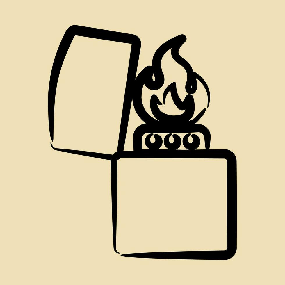 Icon lighter. Camping and adventure elements. Icons in hand drawn style. Good for prints, posters, logo, advertisement, infographics, etc. vector