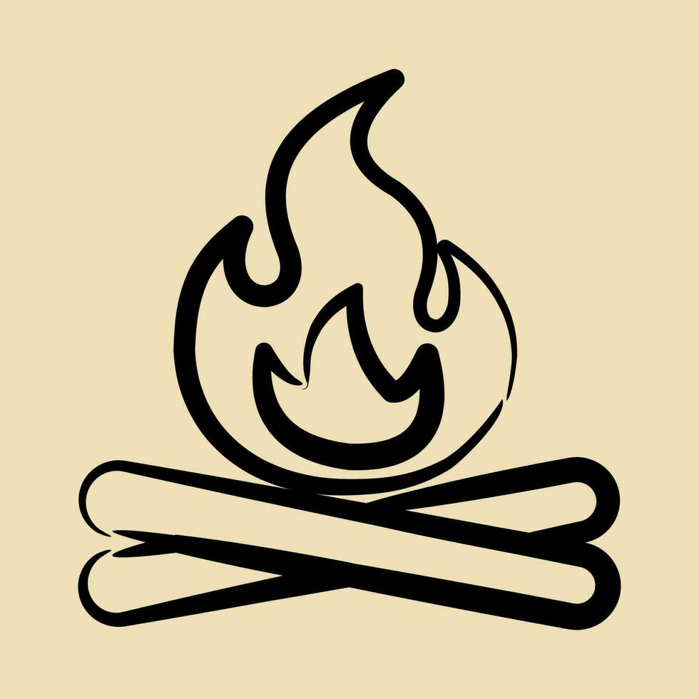 Icon campfire. Camping and adventure elements. Icons in hand drawn style. Good for prints, posters, logo, advertisement, infographics, etc. vector