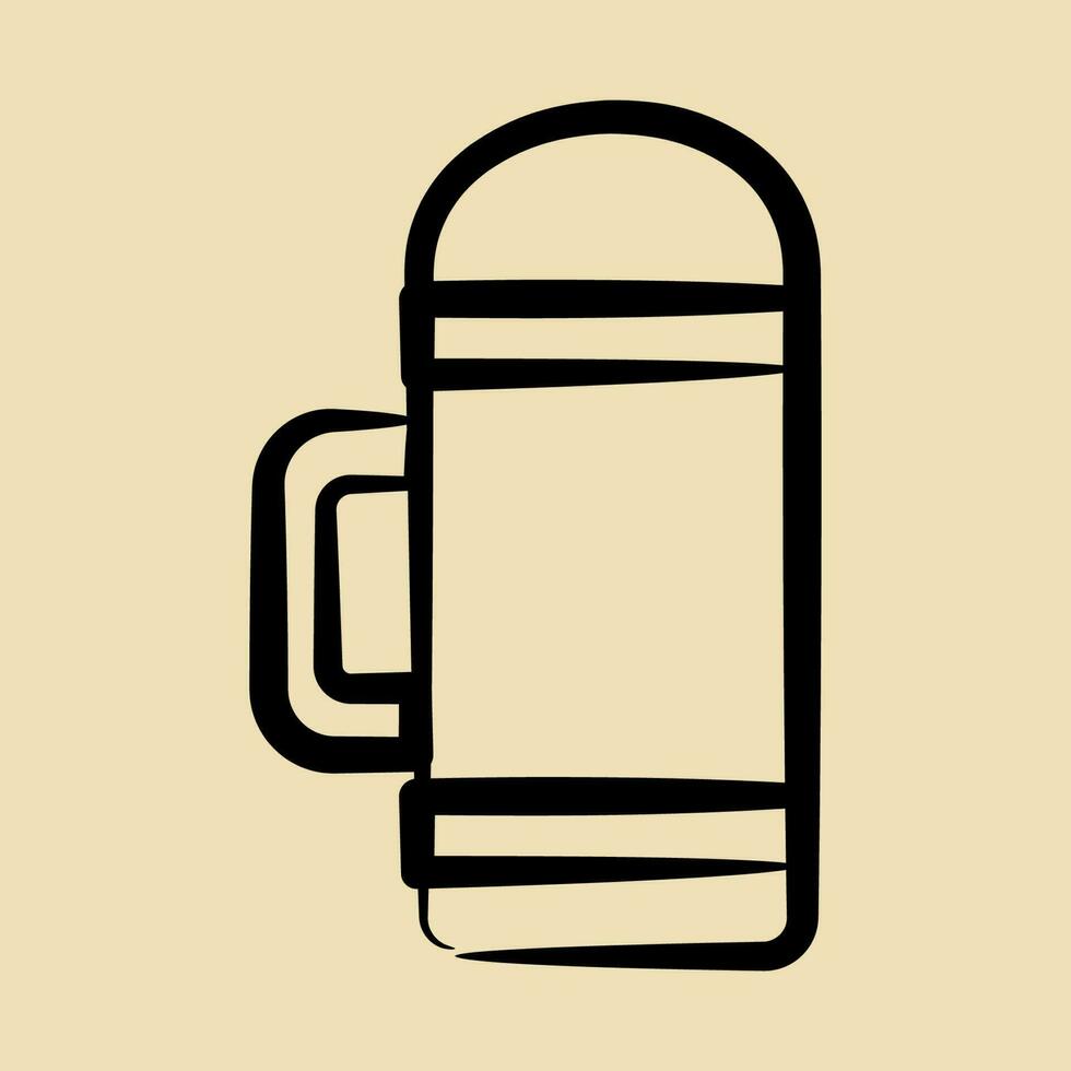 Icon thermos. Camping and adventure elements. Icons in hand drawn style. Good for prints, posters, logo, advertisement, infographics, etc. vector