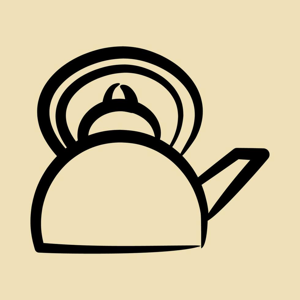 Icon kettle. Camping and adventure elements. Icons in hand drawn style. Good for prints, posters, logo, advertisement, infographics, etc. vector