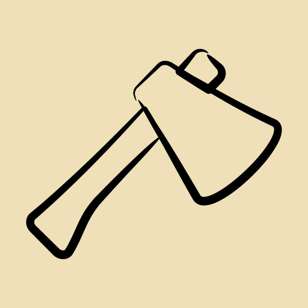 Icon axe. Camping and adventure elements. Icons in hand drawn style. Good for prints, posters, logo, advertisement, infographics, etc. vector