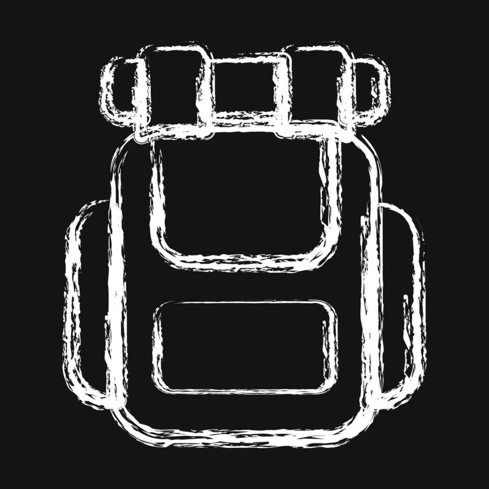 Icon backpack. Camping and adventure elements. Icons in chalk style. Good for prints, posters, logo, advertisement, infographics, etc. vector