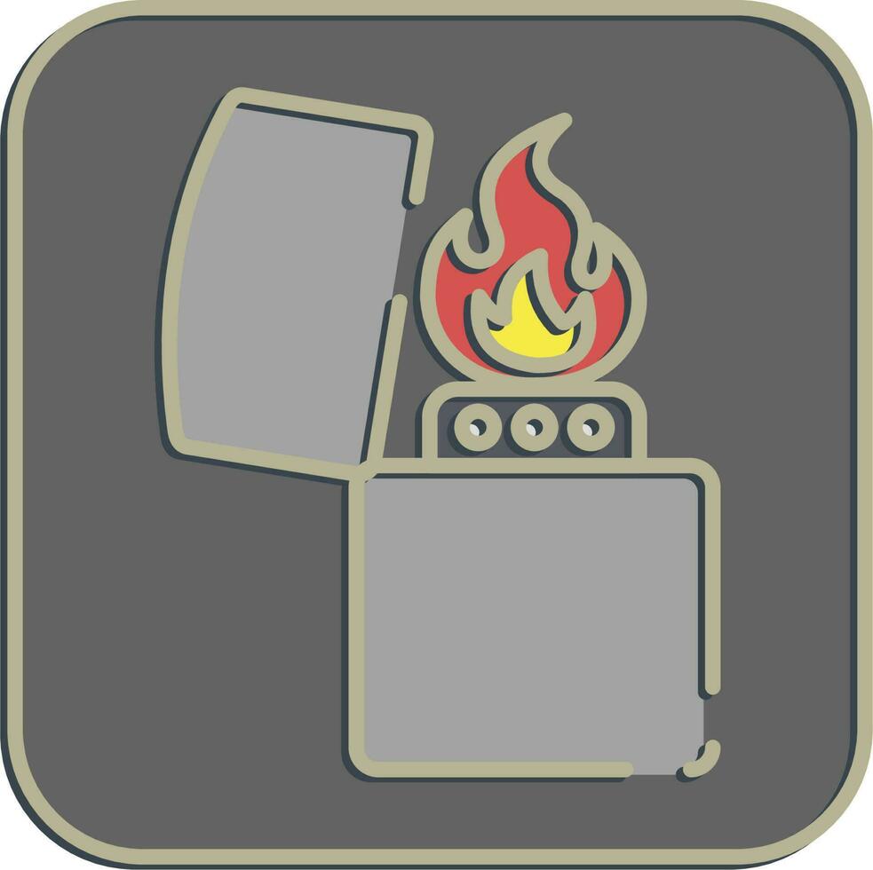 Icon lighter. Camping and adventure elements. Icons in embossed style. Good for prints, posters, logo, advertisement, infographics, etc. vector