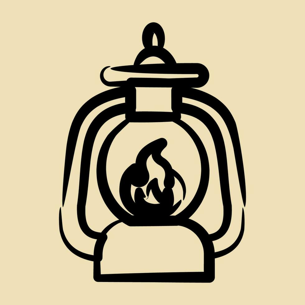 Icon lantern. Camping and adventure elements. Icons in hand drawn style. Good for prints, posters, logo, advertisement, infographics, etc. vector