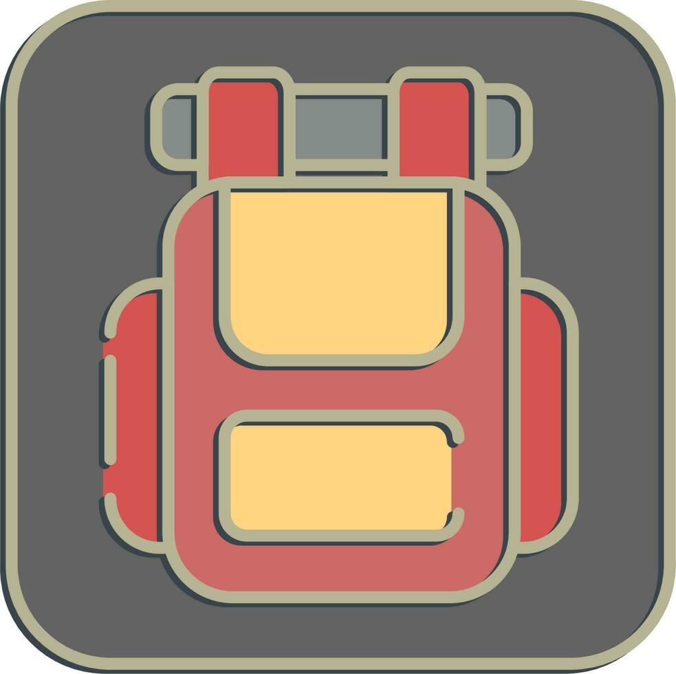 Icon backpack. Camping and adventure elements. Icons in embossed style. Good for prints, posters, logo, advertisement, infographics, etc. vector