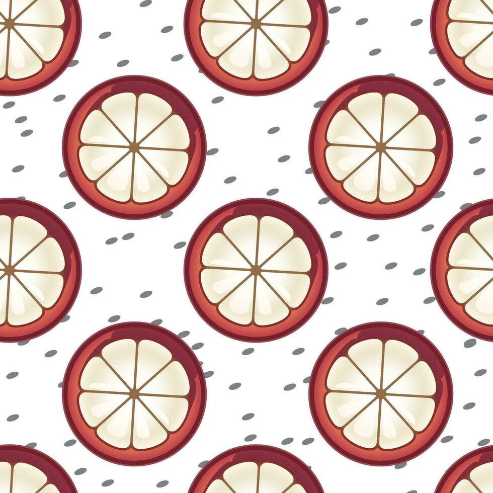 Vector slice of mangosteen fruits seamless pattern