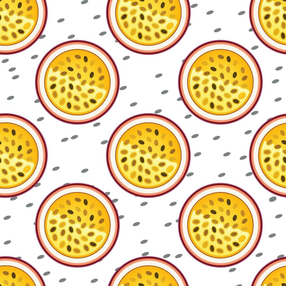 Vector slice of passion fruits seamless pattern