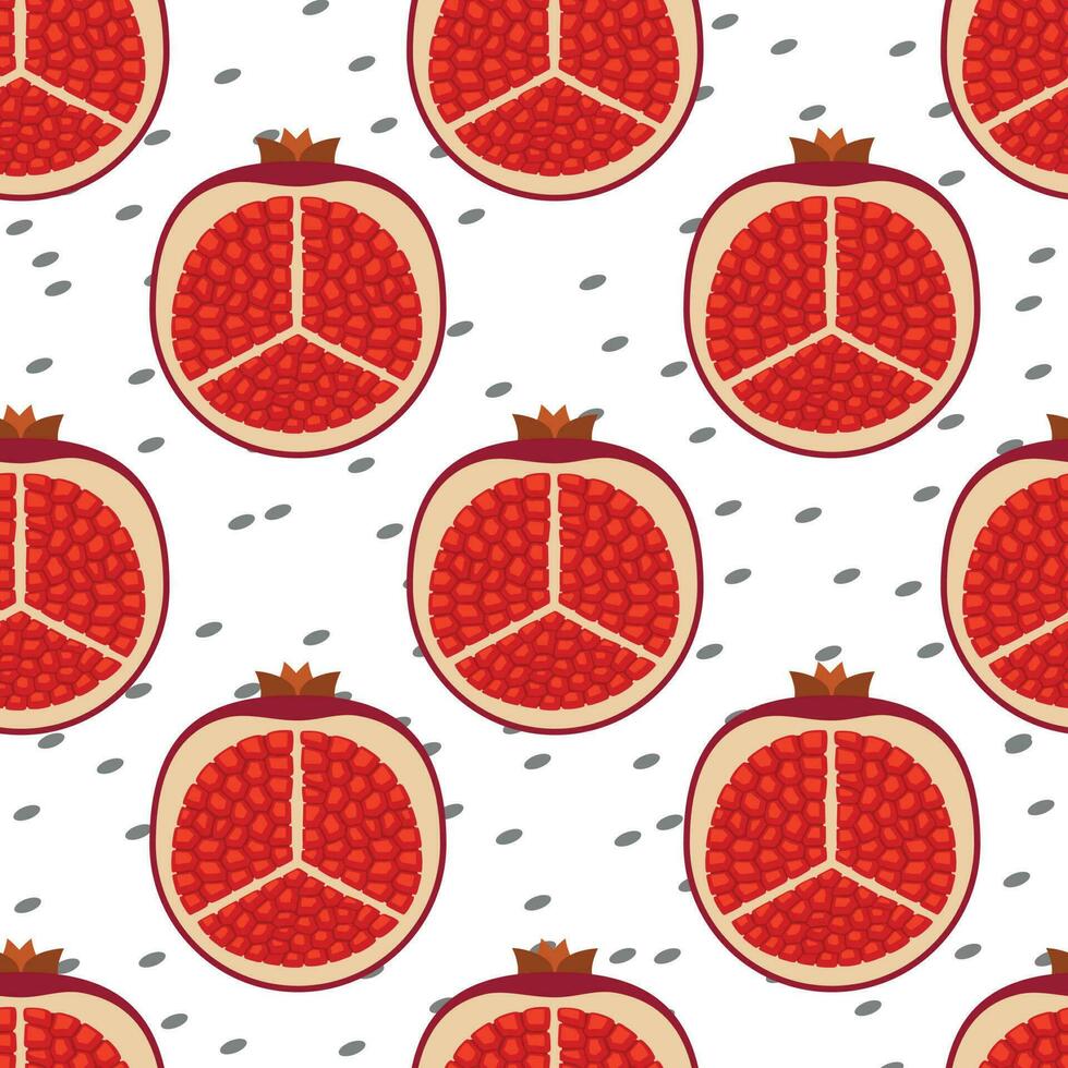 Vector slice of pomegranate fruits seamless pattern