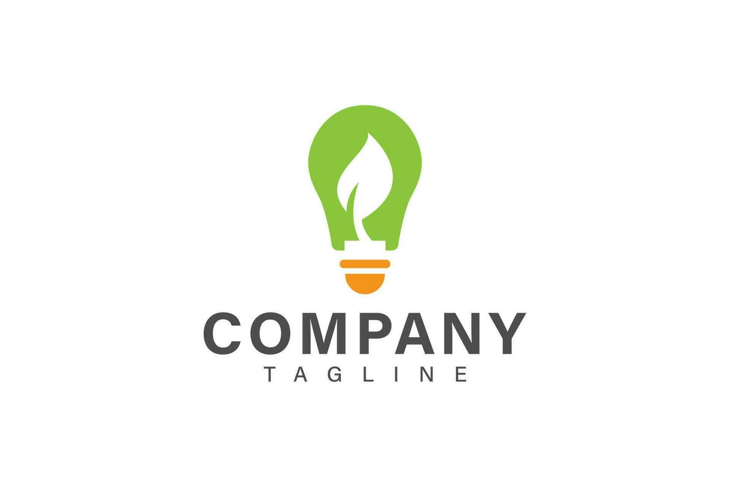 Green leaf light bulb logo design vector