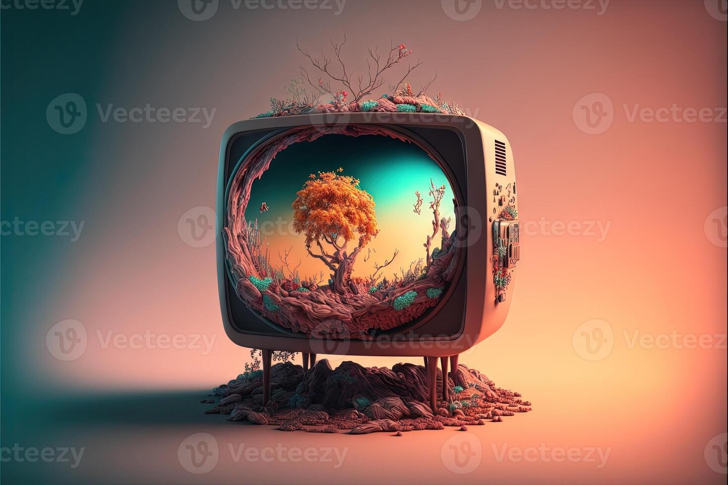 smart holographic 3d television of the future illustration photo