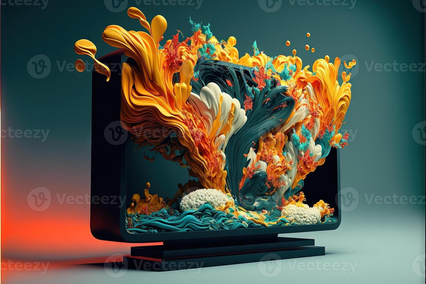 smart holographic 3d television of the future illustration photo