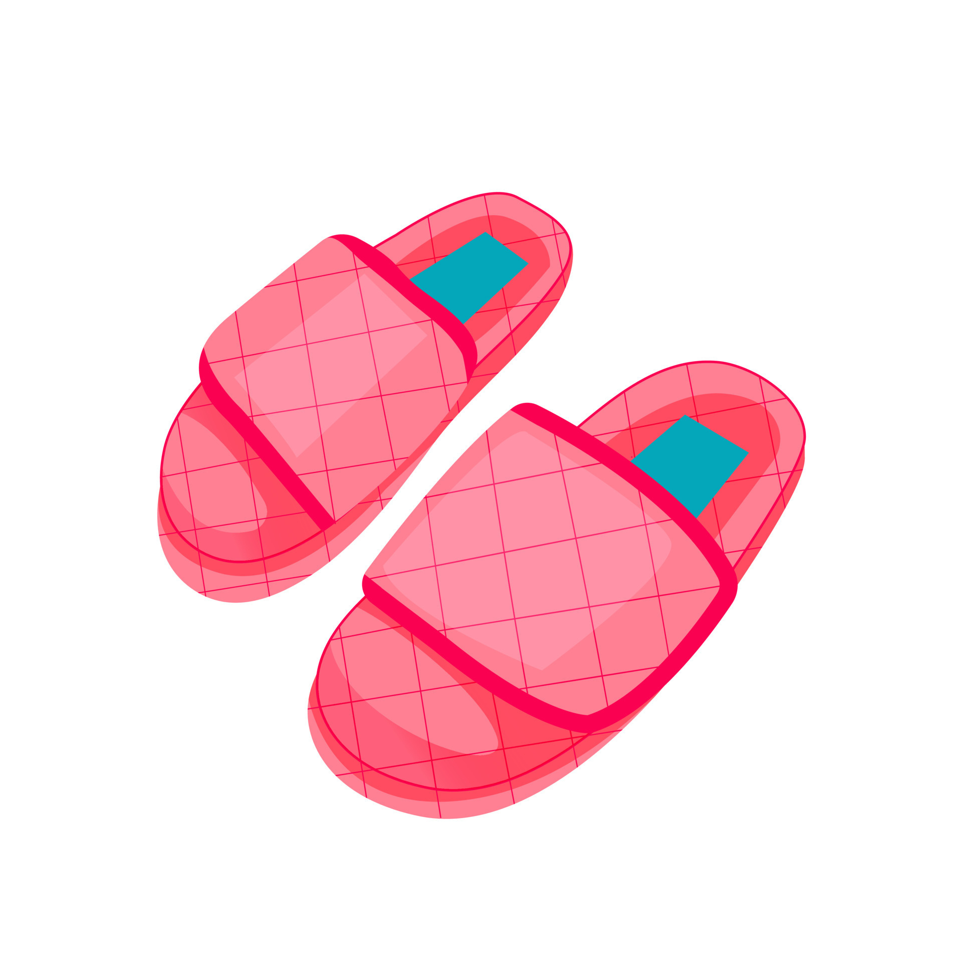 Trendy pink Slippers of female isolated on white background. Slippers