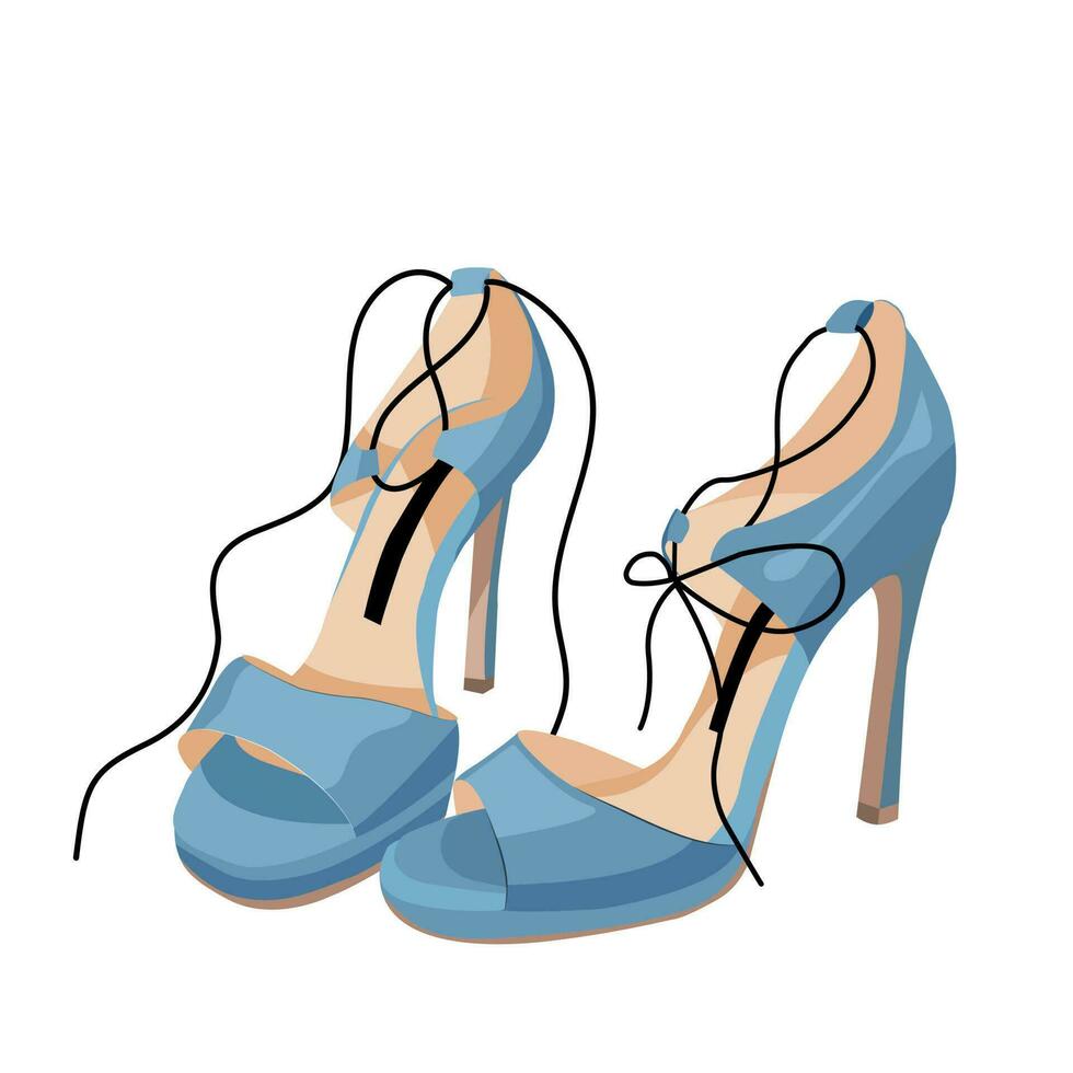 Womens high heel summer blue shoes isolated on white background vector