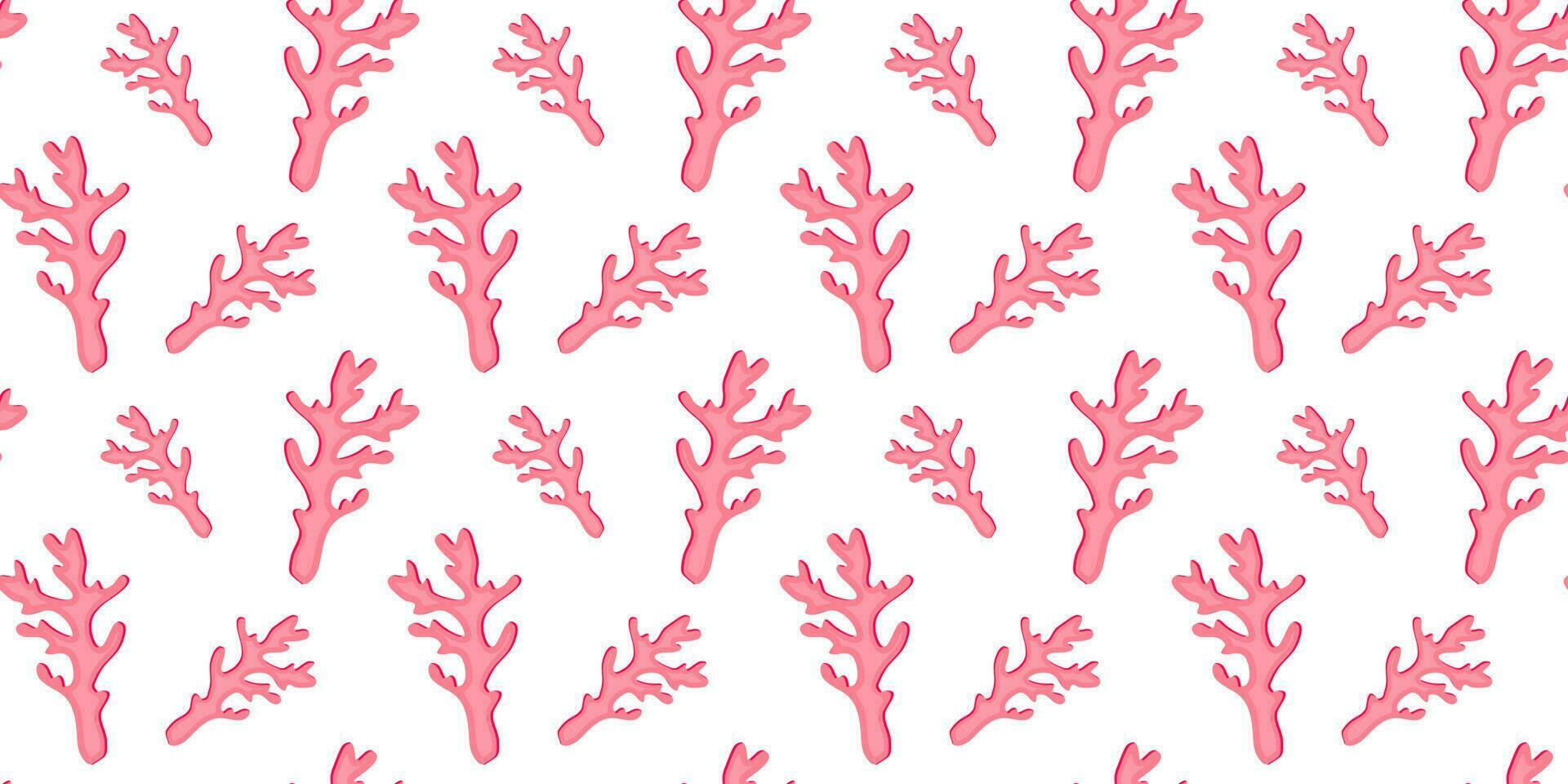 Trendy seamless pattern with pink coral on white background vector