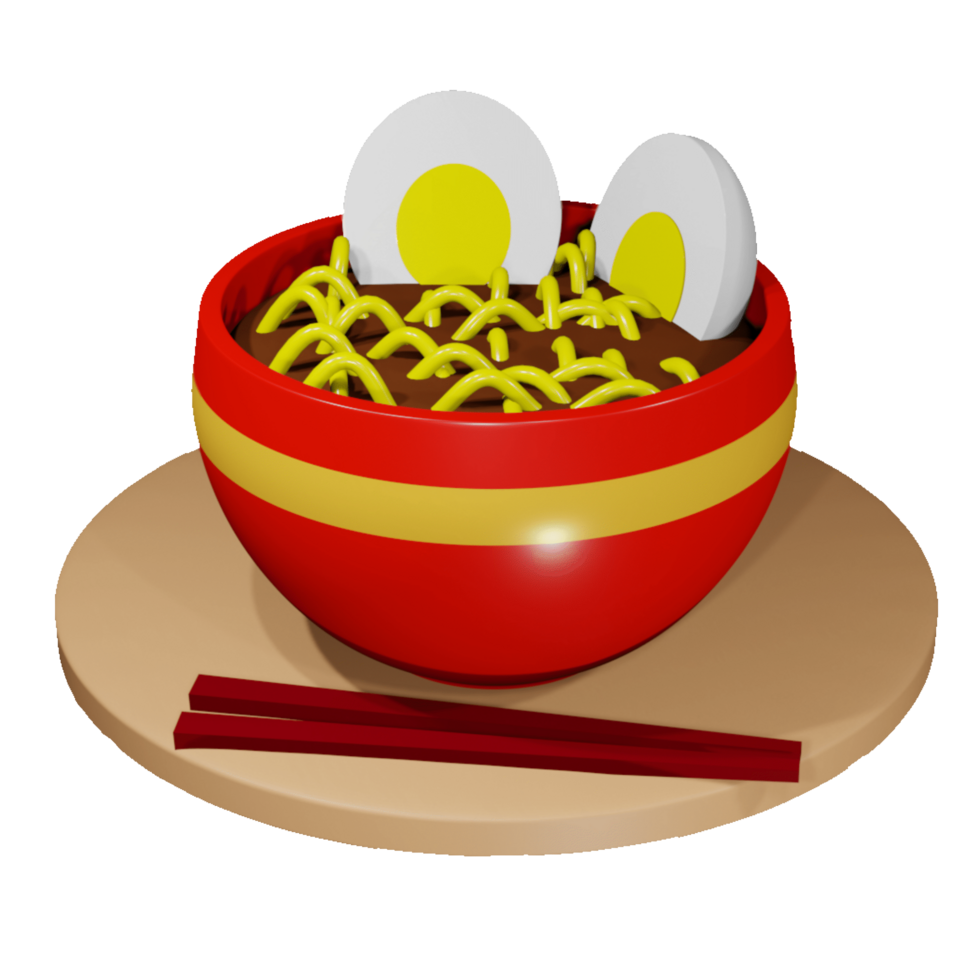 egg noodle illustration in 3d style. png