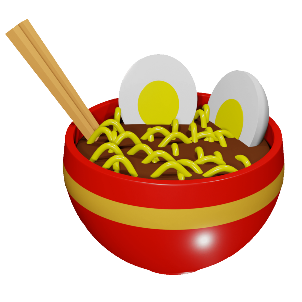 egg noodle illustration in 3d style. png