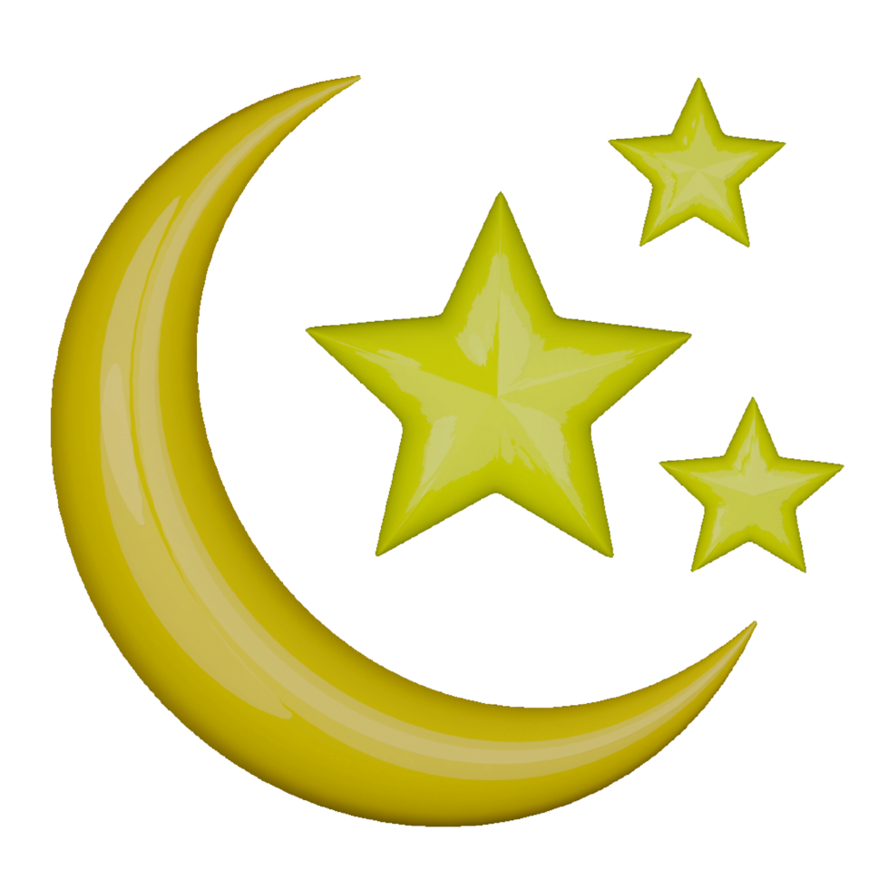 moon and stars illustration in 3d style png