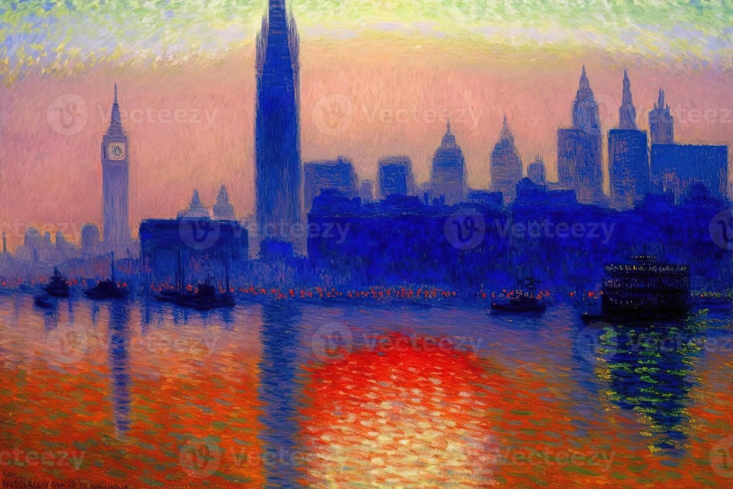 claude Monet style imaginary representation new york city if painted by artist illustration photo