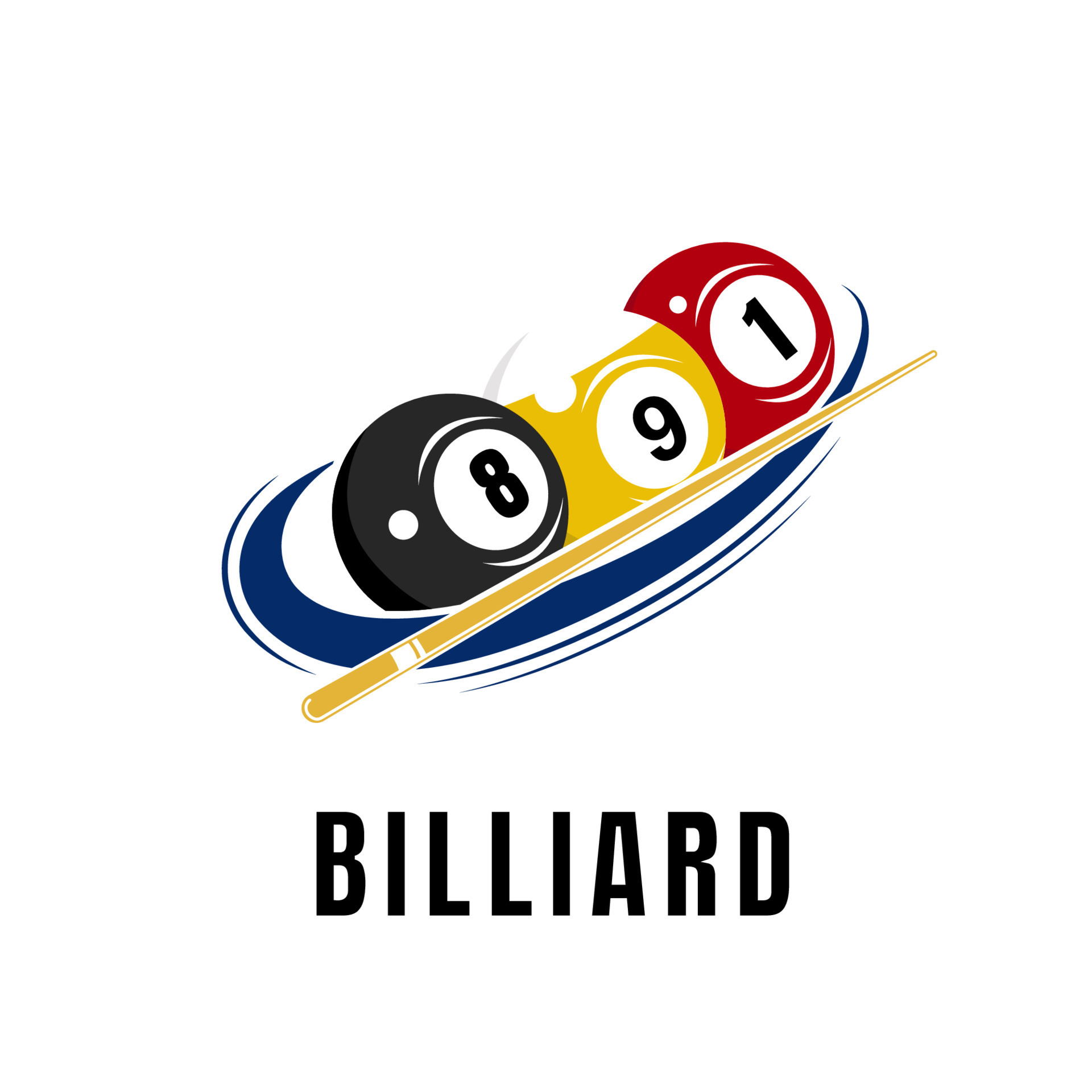 Simple billiards logo template illustration with billiard balls and