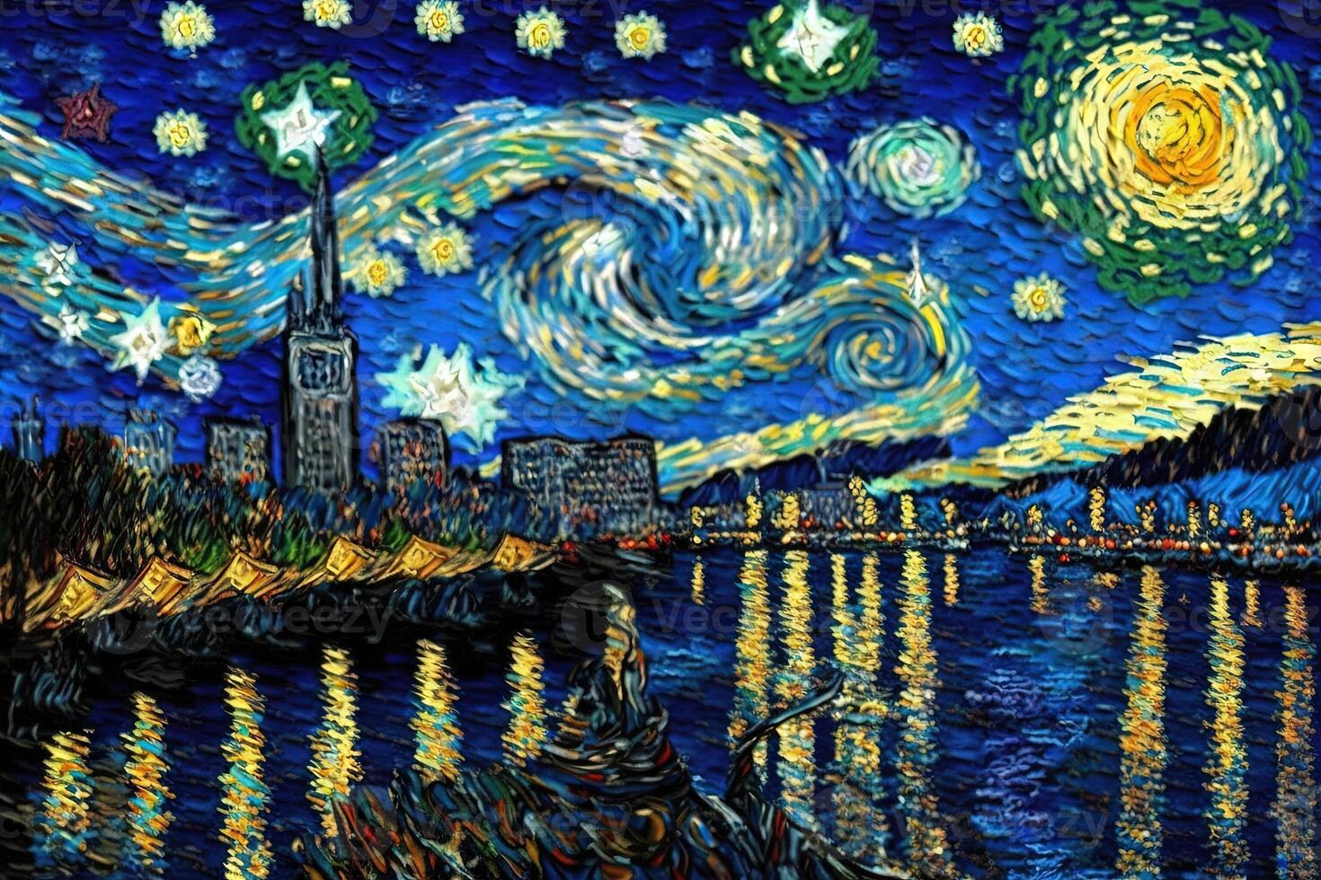 Vincent Van Gogh style imaginary representation new york city if painted by artist illustration photo