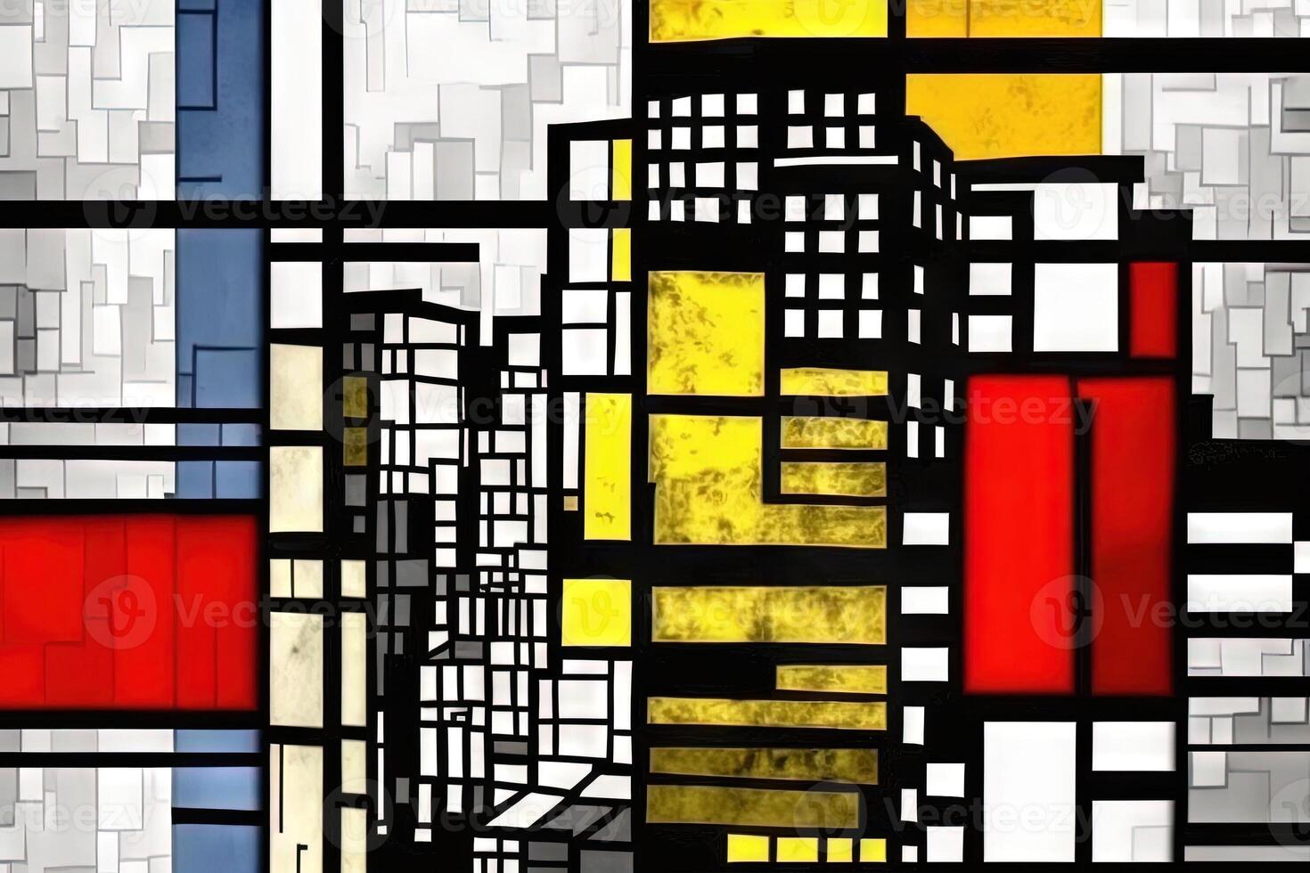 piet Mondrian estilo imaginario representación nuevo York ciudad Si pintado por artista ilustración generativo ai foto