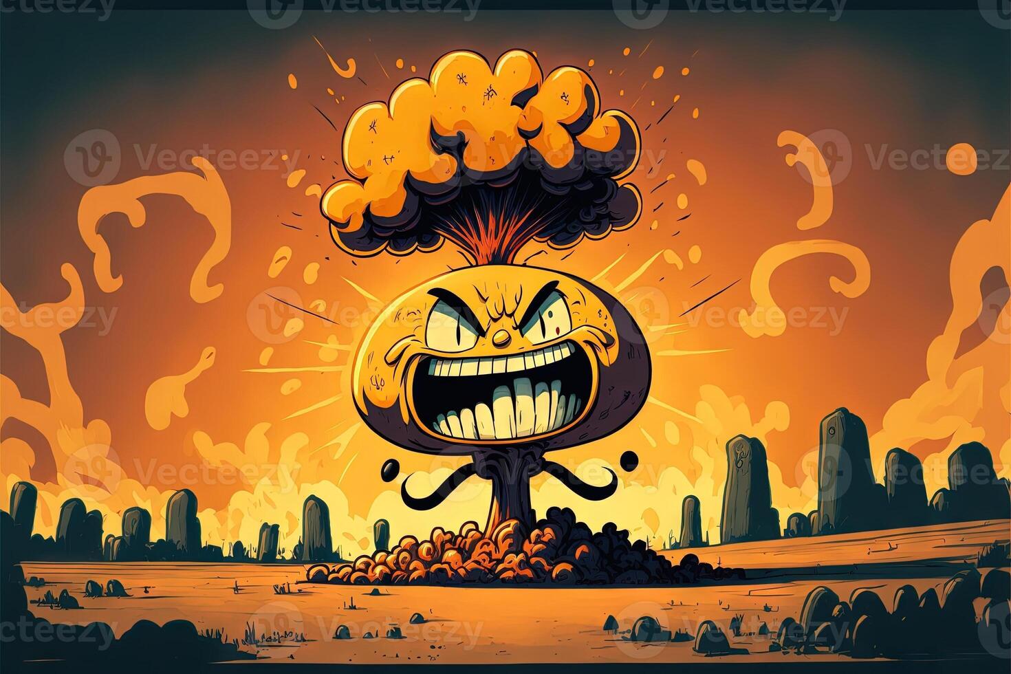 smiling atomic bomb illustration photo