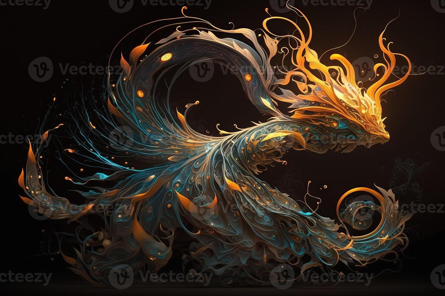 Fantasy fluid and graceful creature, made of flowing tendrils and glowing energy illustration photo