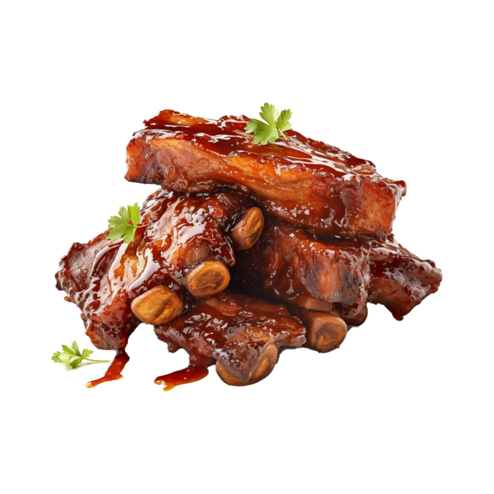 de repuesto costillas parilla carne Cerdo costillas asado ai generado png