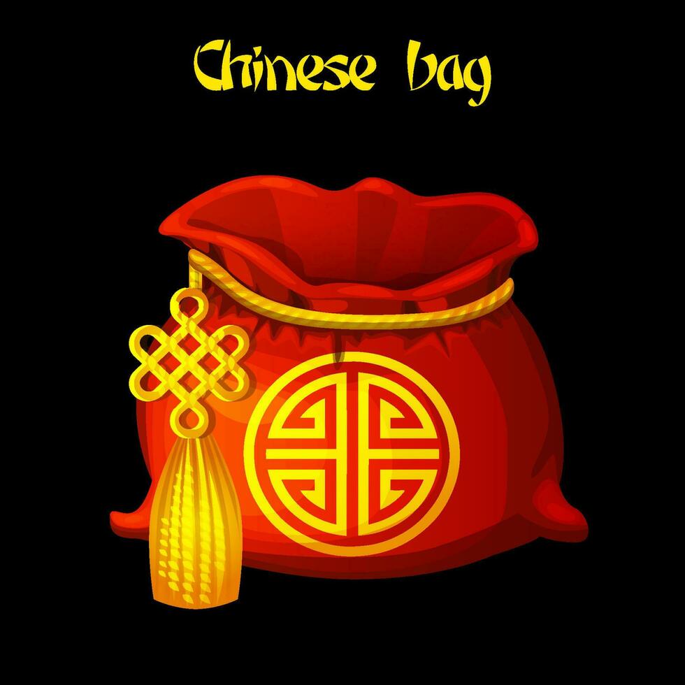 Empty Red big chinese good luck bag. vector