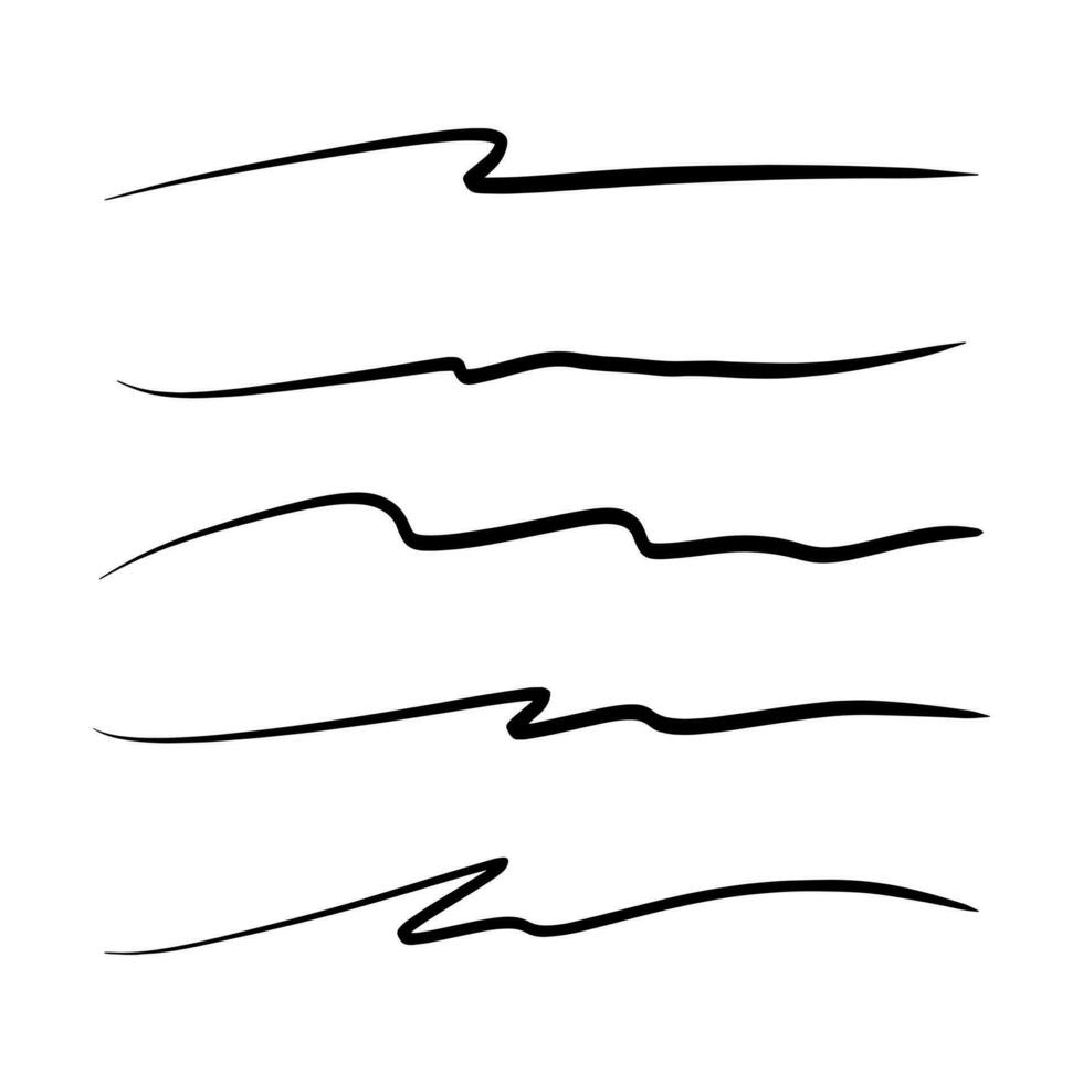 Vector set of hand drawn underline.