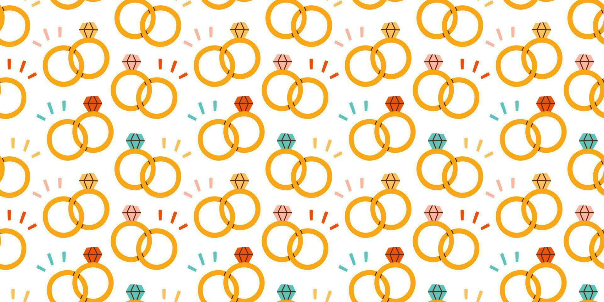 Cute Valentines day seamless pattern. Wedding rings. Vector illustrations for valentines day, stickers, greeting cards, etc.