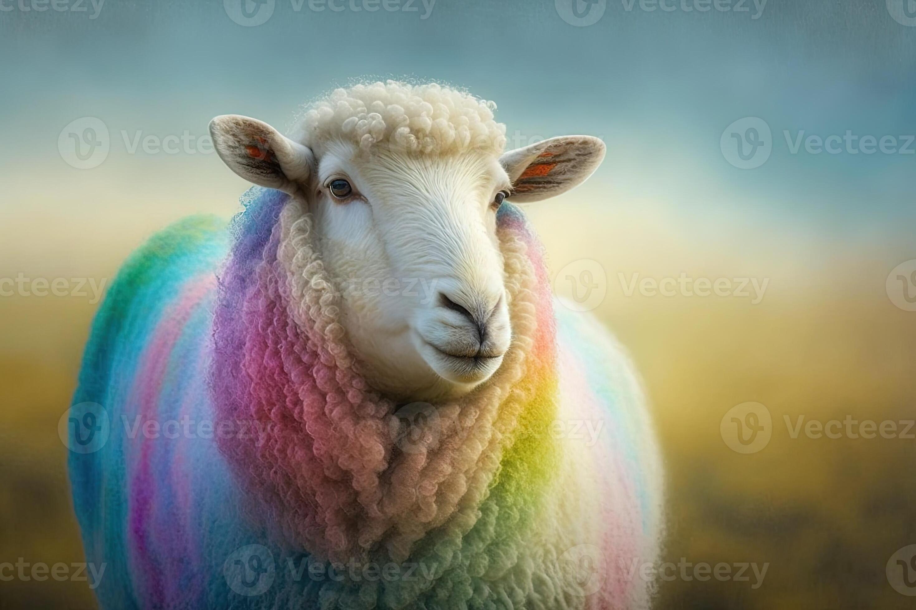 a sheep painted with pastel colors of spring illustration generative ai