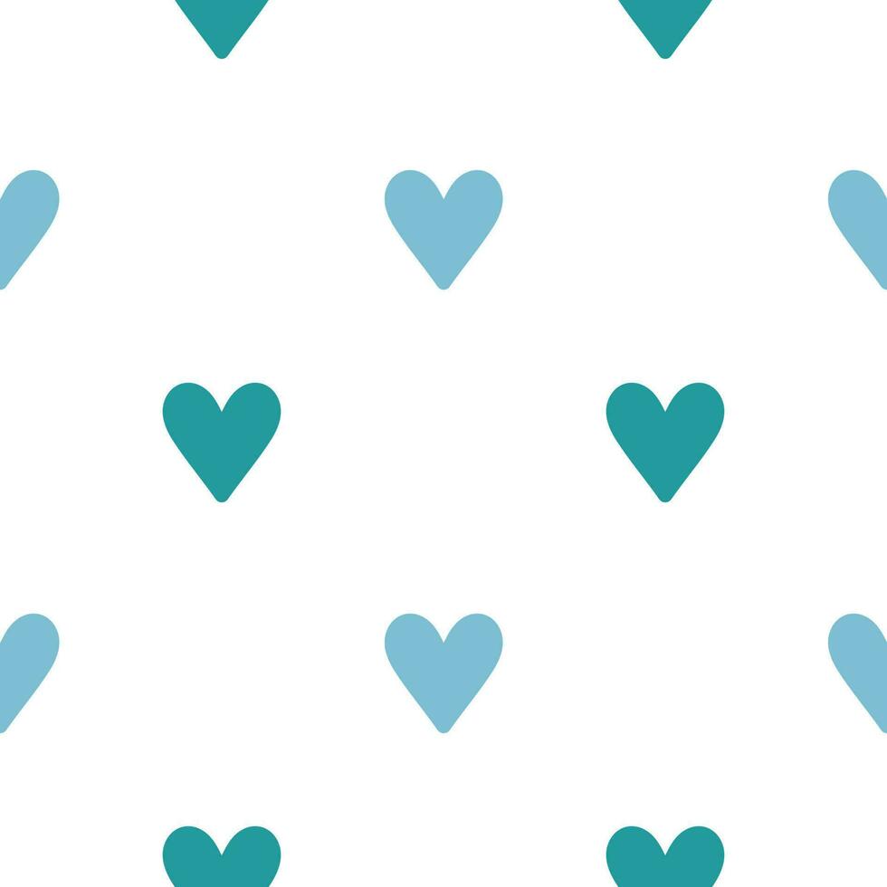 Cute blue hearts. Polka dot background. Seamless pattern with cartoon elements. vector