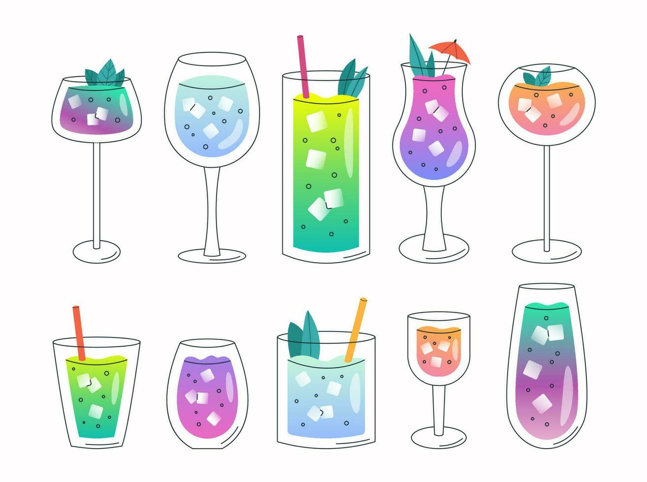 Summer fresh cocktails with gradient vector