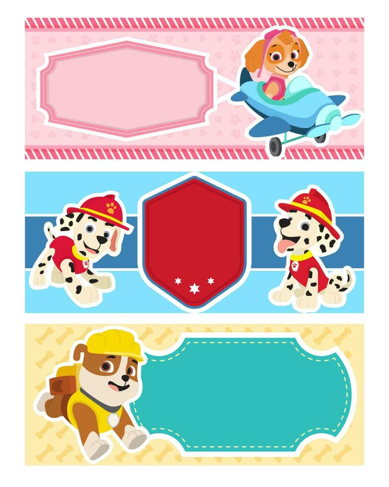 Cute Dog Crew with Different Profession on Duty Banner Template vector
