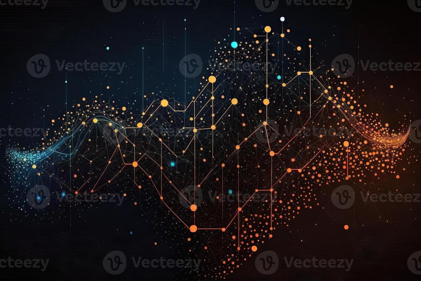 Abstract Lines and dots connect the background. Digital data technology connection and the concept of big data illustration photo