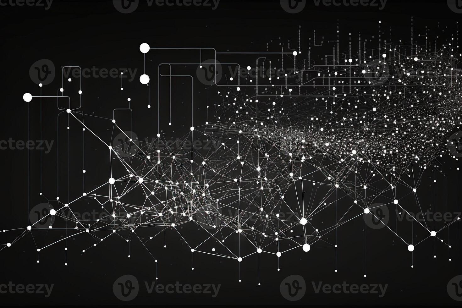 Abstract Lines and dots connect the background. Digital data technology connection and the concept of big data illustration photo