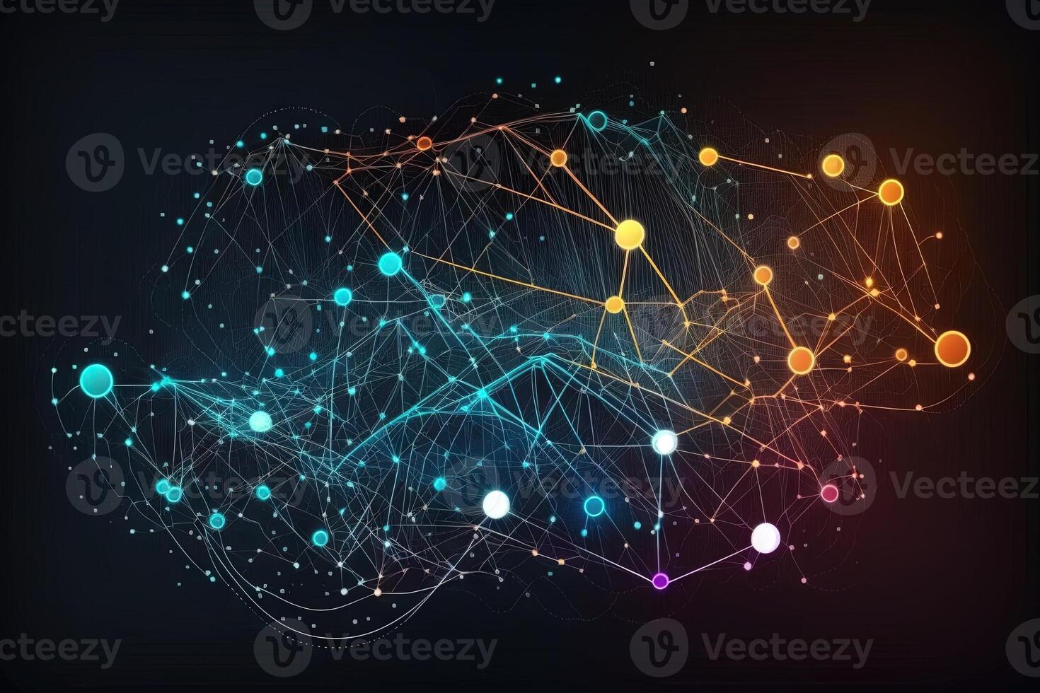 Abstract Lines and dots connect the background. Digital data technology connection and the concept of big data illustration photo