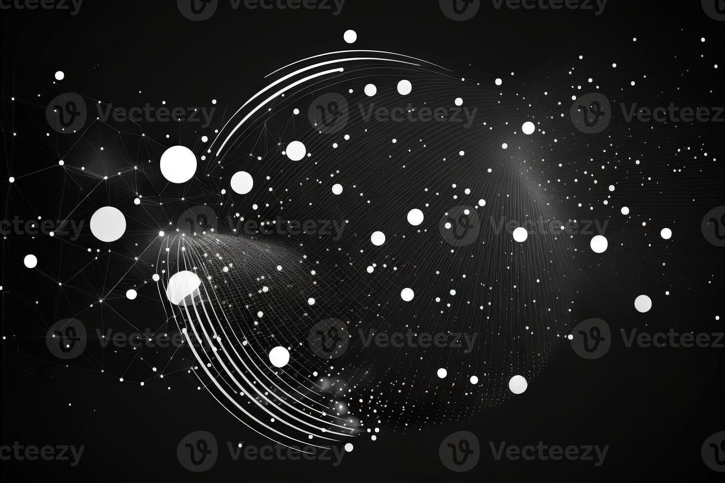 Abstract Lines and dots connect the background. Digital data technology connection and the concept of big data illustration photo
