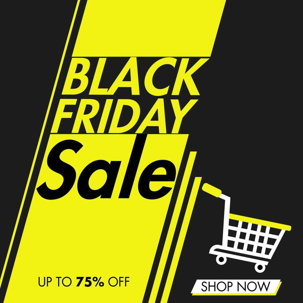 UP TO 75 offer for Black Friday Sale poster or template design. vector